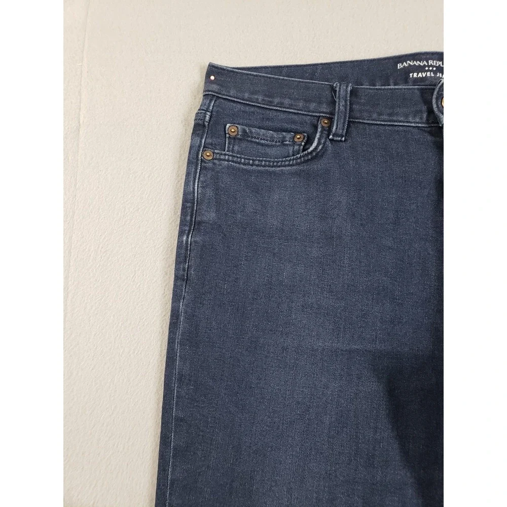 Banana Republic Men Jean 33X32 Blue Denim Slim Straight Leg Mid Rise Stretch‎